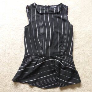 LE CHATEAU lightweight chiffon black with white stripes chiffon peplum top